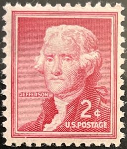 Scott #1033 1954 2¢ Liberty Series Thomas Jefferson MNH OG VF/XF
