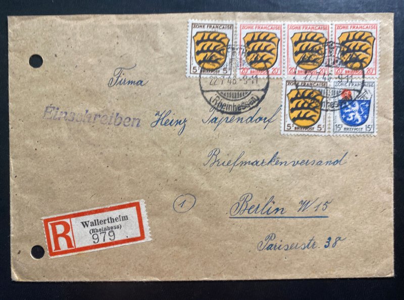 1946 Wallertheim French Zone Germany Postwar Cover to Berlin 