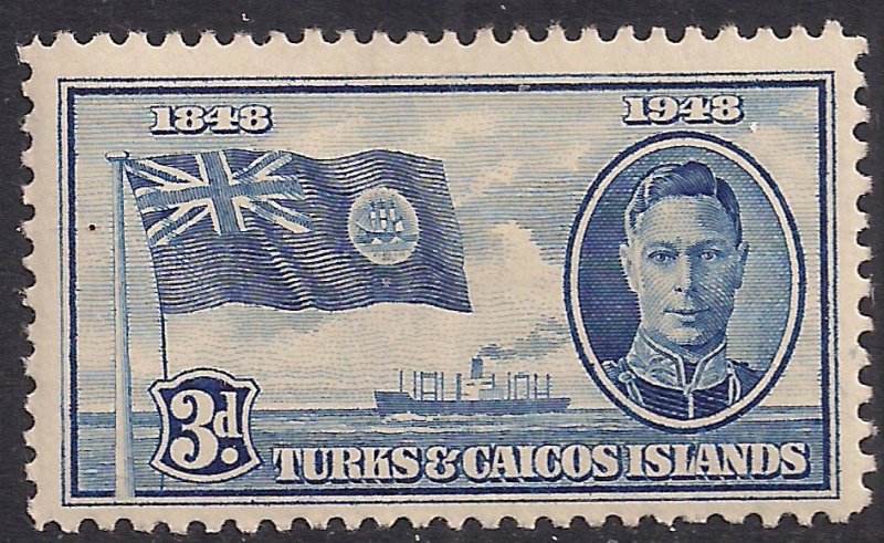 Turks & Caicos 1948 KGV1 3d Blue MM SG 212 ( G1137 )