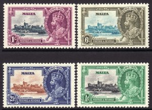 1935 Malta KGV Silver Jubilee complete set MLH Sc# 184 / 187 CV $22.00 Set 4