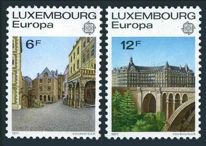 Luxembourg 597-598,MNH.Michel 945-946. EUROPE CEPT-1977.Old Luxembourg.Bridge.