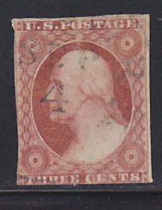 #11 Washington 3c Type I, Very Lightly Canceled