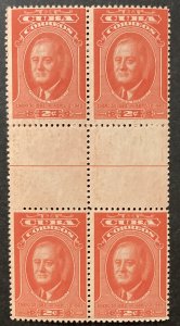 Cuba 1947 #406 Gutter Block, FDR, MNH.