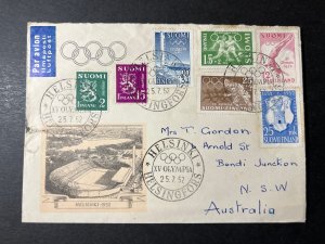 1952 Finland Airmail Cover Olympics Helsinki to Bondi NSW Australia