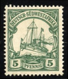 German Colonies, German South West Africa #14 Cat$18, 1901 5pf green, hinged