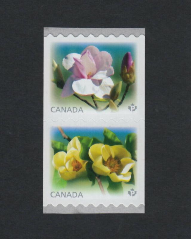 MAGNOLIA = Coil pair ESKIMO-purple flower on top Canada 2013 #2623a MNH VF