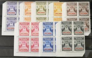 Costa Rica Revenue Stamps c 1935 ABNC Specimen MNH Blocks Of 4