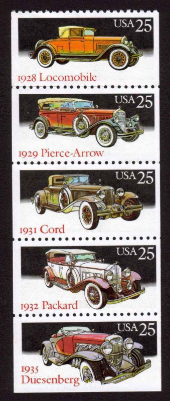 MALACK 2385a, 25c Classic Cars,  Booklet Pane n4954