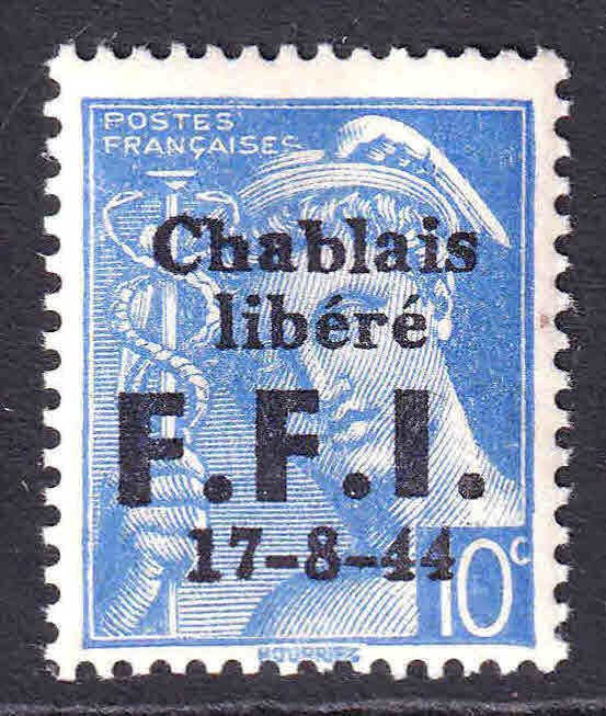 FRANCE 356 CHABLAIS LIBERATION OVERPRINT OG NH U/M F/VF BEAUTIFUL GUM