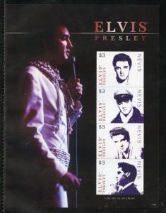 NEVIS  ELVIS PRESLEY IMPERFORATE SHEET III MINT NH