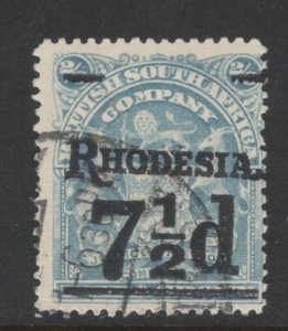 Rhodesia 1909 Coat of Arms Surcharge 7 1/2p on 2sh6p Scott # 90 Used