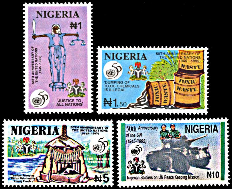 Nigeria 661-664, MNH, 50th anniversary of United Nations