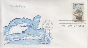 1984 United States Roanoke Voyages (Scott 2093) Tudor House FDC