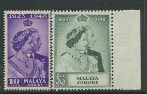 Malaya Johore -Scott 128-129 - Silver Wedding Issue -1948 -MNH-Set of 2 Stamps