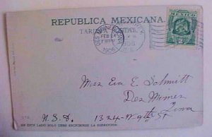 MEXICO FLAG CANCEL MONTERREY 1906 PICTURING MEN PLAYING CARDS