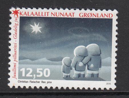 Greenland MNH 2015 12.50k Greenlandic family looking at star - Christmas