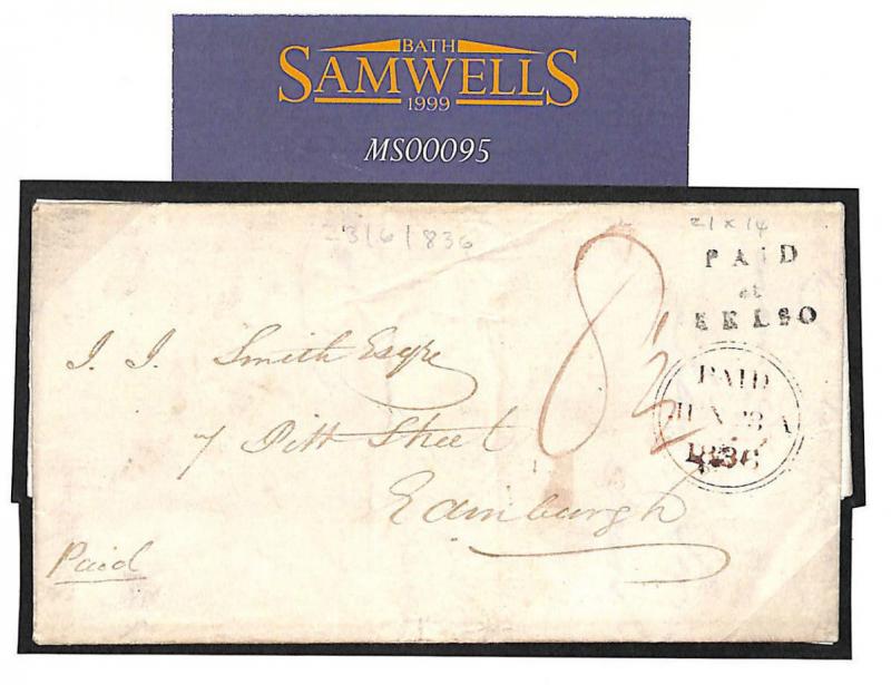 GB SCOTLAND Roxburghs *PAID at KELSO* Distinctive Postmark Super 1836 Cover MS95