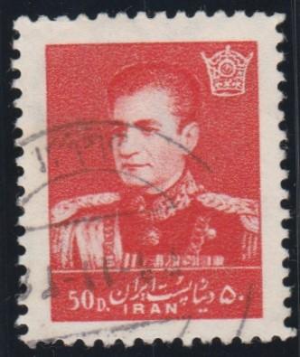 Persian stamp, Scott# 1141,  used,  50d, scarlet, Shah, crown, #A0023