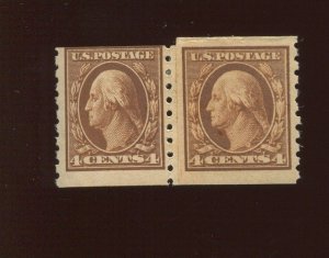 395 Washington Mint Coil MIS-MATCHED PAPER Paste Up Pair of 2 Stamps (Bx3805)