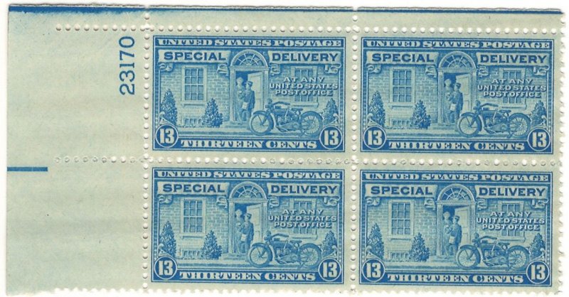 #E17 – 1944 13c Rotary Press – MNH OG Plate Block of 4