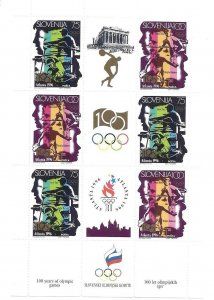 1996   SLOVENIA  -  SG.  299/301 X 3 SHEETLET  -  OLYMPICS  -  MNH 