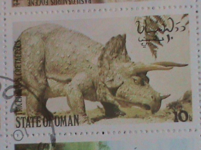 STATE OF OMAN STAMP-1980- -PREHISTORY ANIMALS CTO  S/S SHEET