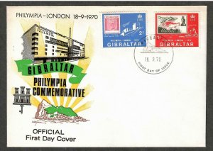 Gibraltar # 238 - # 239 , Philympia , London Phil. Exhib. FDC - I Combine S/H