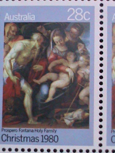 ​AUSTRALIA-1980 SC#757-CHRISTMAS-HOLLY FAMILY-PAINTING MNH  BLOCK VERY FINE