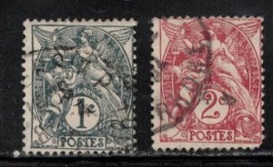 FRANCE Scott # 109-10 Used - Liberty, Equality & Fraternity - Colour Varities