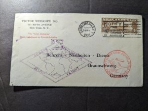 1930 USA LZ 127 Graf Zeppelin Airmail First Flight Cover FFC NY to Germany #C14