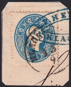 Austria - 1861 - Scott #16 - used on piece - KLAGENFURT pmk + blue company seal