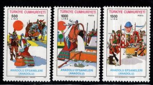 TURKEY Scott 2550-2552 MNH** 1992 Anatolian Folktale stamp set