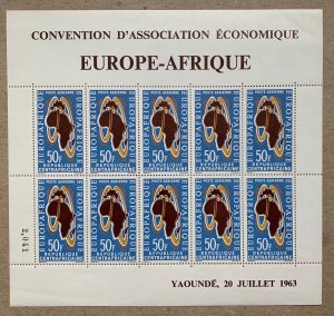 Central African Republic 1963 Europafrica sheet. SEE NOTE. Scott C12, CV $25.00