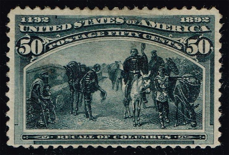 US #240 Recall of Columbus; Unused (425.00) (1Stars)