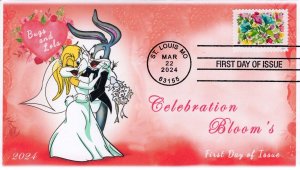 24-114, 2024, Celebration Blooms, First Day Cover, Standard Postmark, Flowers, B