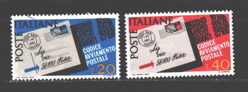 Italy. 1967. 1237-38. Mail, codes. USED.