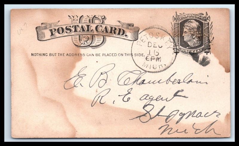 GOLDPATH: US POSTAL CARD 1884, PETOSKEY, MICH.   _CV33_P18