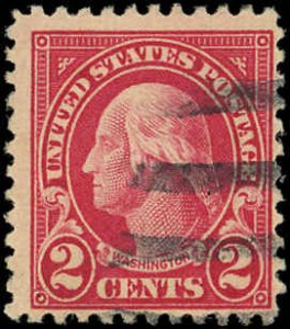 US Scott 554 USED - 1923 2¢ Washington Pf. 11, Type I, Unwmk --Sound, No Faults