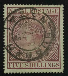 MOMEN: NATAL SG #71 MAROON 1882 USED £110 LOT #63564