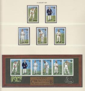 ALDERNEY MNH ROLE OF HONOUR CRICKET CLUB S/SHEET AND SET 1997