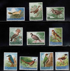 San Marino Scott 446-455 MH* Bird stamp set