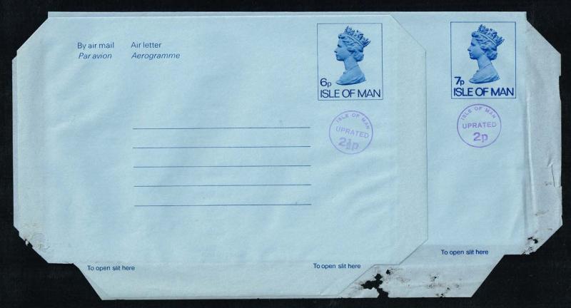 Isle of Man Aerogramme Lot of 2 Uprated; Unused