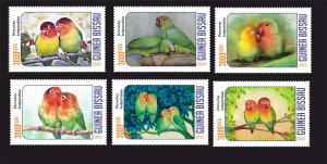 Stamps. Animals, Birds, Parrots Guinea Bissau 2022 year, 6 stamps  perforated