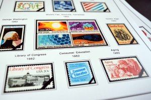 COLOR PRINTED U.S.A. 1966-1990 STAMP ALBUM PAGES (111 illustrated pages)