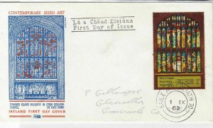 eire ireland 1969 irish contemporary art windows stamps cover ref 20321