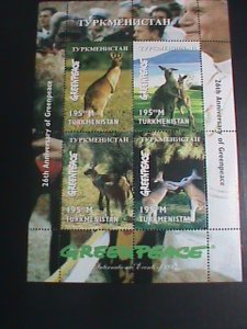 TURKMENISTAN STAMP-1997- 26TH ANNIVERSARY OF GREENPEACE-KANGAROO  MNH SHEET