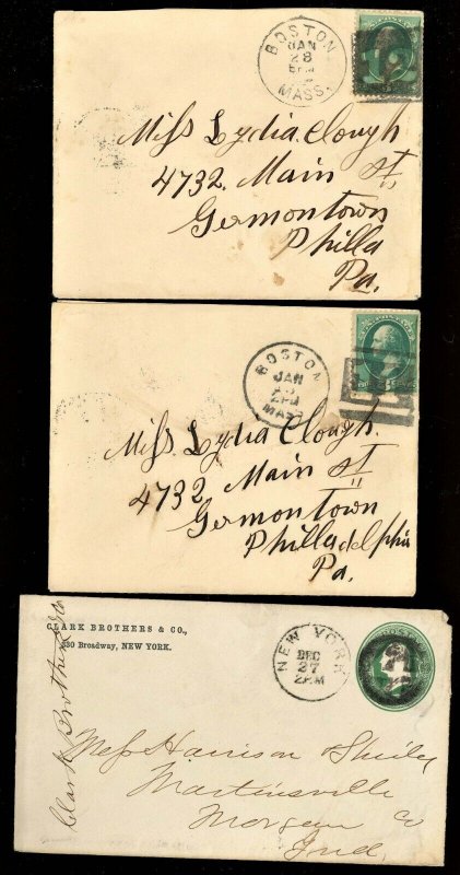 1870s - 1880s Negative Numeral Fancy Cancel Covers ( 8 COVERS )