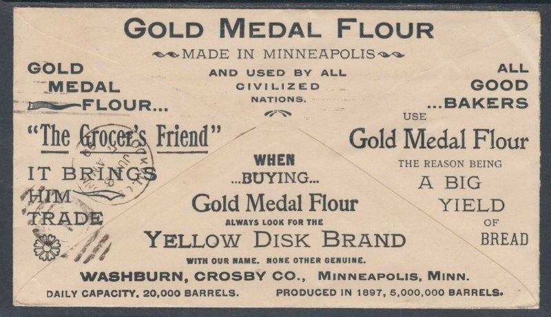 US Sc 267 on 1899 Gold Medal Flour Advertising Cover