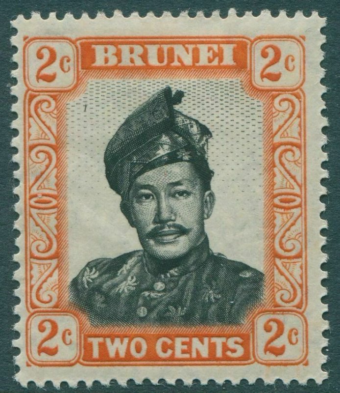 Brunei 1952 SG101 2c black and orange Sultan Omar Ali Saifuddin MLH