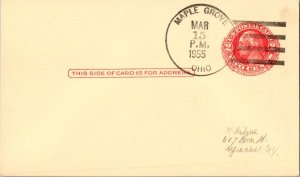 United States Ohio Maple Grove 1955 4f-bar  1909-1955  Postal Card  Philatelic.